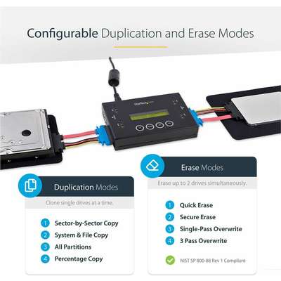 StarTech.com Drive Duplicator and Eraser for USB Flash Drives and 2.5 / 3.5" SATA Drives