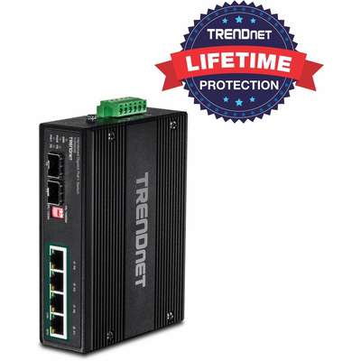 TRENDnet 6-Port hardened Industrial Gigabit PoE+ Switch /w 2 SFP