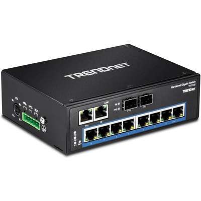 TRENDnet 10-Port Hardened Industrial Gigabit DIN-Rail Switch