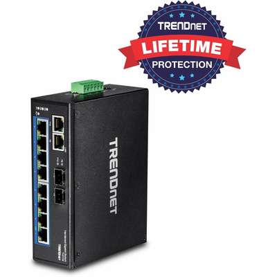 TRENDnet 10-Port Hardened Industrial Gigabit DIN-Rail Switch