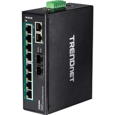 TRENDnet 10-Port Hardened Industrial Gigabit PoE+ DIN-Rail Switch