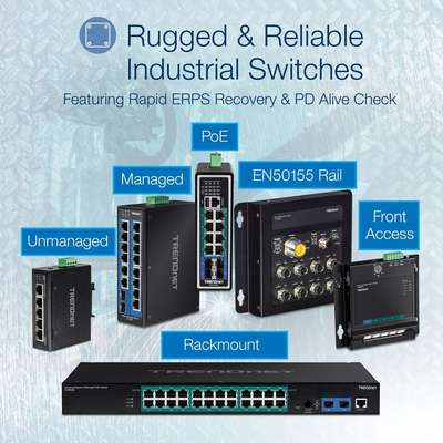 TRENDnet 10-Port Hardened Industrial Gigabit PoE+ DIN-Rail Switch