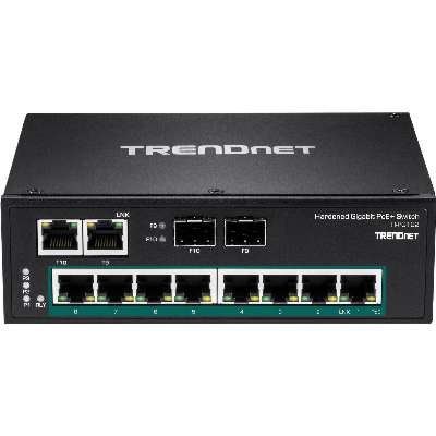 TRENDnet 10-Port Hardened Industrial Gigabit PoE+ DIN-Rail Switch