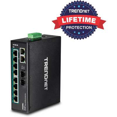 TRENDnet 10-Port Hardened Industrial Gigabit PoE+ DIN-Rail Switch