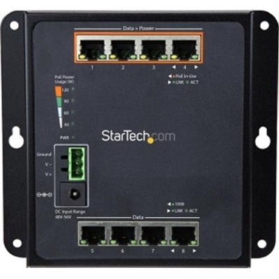 StarTech.com 8 Port PoE Managed Ethernet Switch - 30W / PoE+ Port - Mounted