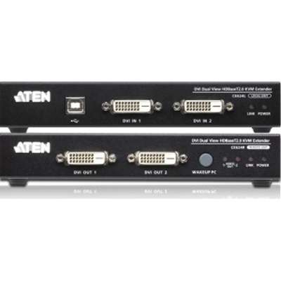 ATEN USB Dual DVI HDBase T 2.0 KVM Extender Up to 330FT with  1920X1200