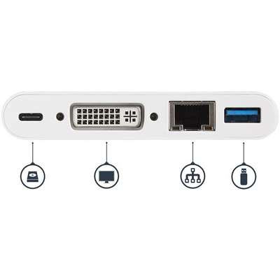 StarTech.com USB C Multiport Adapter - DVI-D/PD 3.0/GbE/USB-A - Mini Dock