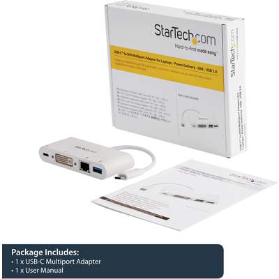 StarTech.com USB C Multiport Adapter - DVI-D/PD 3.0/GbE/USB-A - Mini Dock