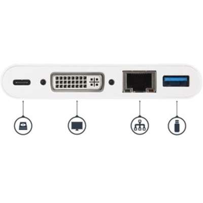 StarTech.com USB C Multiport Adapter - DVI-D/PD 3.0/GbE/USB-A - Mini Dock