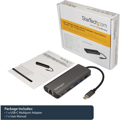 StarTech.com USB-C Multiport Adapter - USB-C to 4K HDMI - PD/USB 3.0/GbE/SD