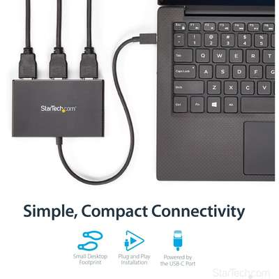 StarTech.com 3-Port Multi Monitor Adapter - USB-C to HDMI Video - MST Hub