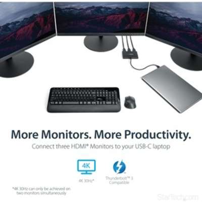 StarTech.com 3-Port Multi Monitor Adapter - USB-C to HDMI Video - MST Hub