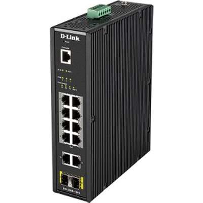 D-Link Systems 12-Port Managed Industrial Switch, -40C to +65C. PoE, 240W Budget