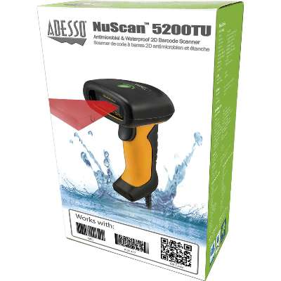 Adesso Antimicrobial & Waterproof 2D Barcode Scanner