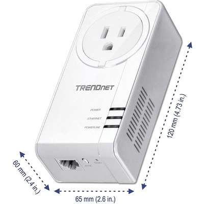 TRENDnet Powerline 1300 AV2 Adapter with Built-in Outlet