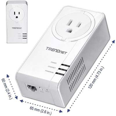 TRENDnet Powerline 1300 AV2 Adapter Kit with Built-in Outlet
