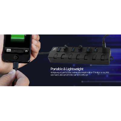 Adesso 7-Port USB 3.0 Hub with Individual Power Switch & Power Adapter