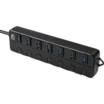 Adesso 7-Port USB 3.0 Hub with Individual Power Switch & Power Adapter