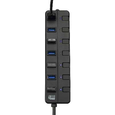 Adesso 7-Port USB 3.0 Hub with Individual Power Switch & Power Adapter