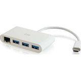 C2G USB-C Ethernet 3-Port USB Hub White