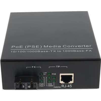 AddOn 1G-TX RJ45/1G-SX SC MMF PoE+ Med Converter