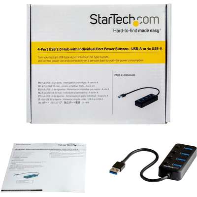 StarTech.com 4-Port USB 3.0 Hub - 4x USB-A - Individual On/Off Switches