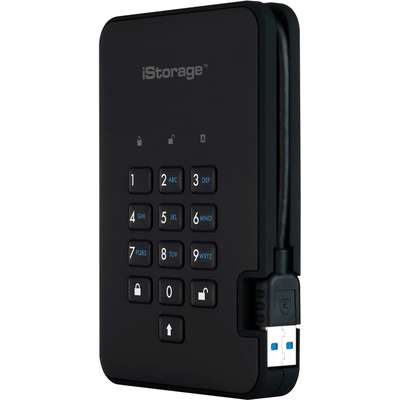 iStorage 500GB diskAshur2 USB 3.1 Secure Portable encrypted Hard Drive - Phantom Black