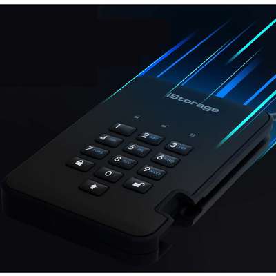 iStorage 500GB diskAshur2 USB 3.1 Secure Portable encrypted Hard Drive - Phantom Black