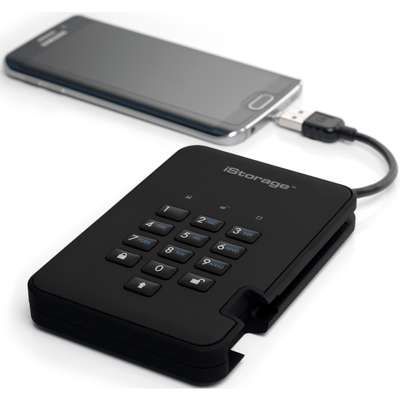 iStorage IS-DA2-256-SSD-1000-B 1TB diskAshur2 USB 3.1 Portable encrypted SSD Drive - Black