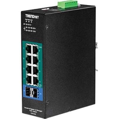 TRENDnet 10-Port Industrial Gigabit L2 Managed PoE+ DIN-Rail Switch 24 57V
