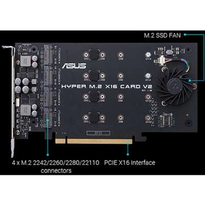 ASUS PCIE 3.0 X4 Expansion Card V2 Supports 4 NVMe M.2 Up to 128 GBPS