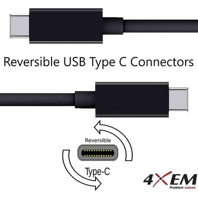 4XEM 6FT/2M USB-C to USB-C Cable M/M USB 3.1 Gen 2 10GBPS Black