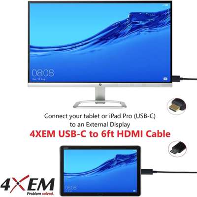 4XEM 6FT/2M USB-C to HDMI Adapter USB-C Video Converter - Black