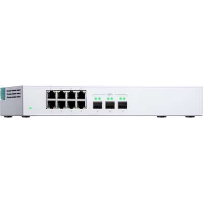 QNAP 3 Port 10GBE SFP+ & 8P Gigabit Unmanaged Switch Nbase-T Support 5SPEED