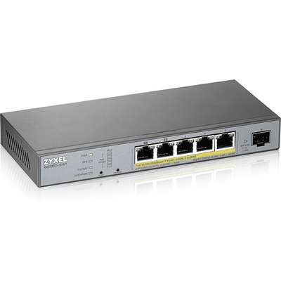 Zyxel 5 Port Web Managed Software Gigabit PoE+ L2 60W with SFP Uplink 802.3BT Support