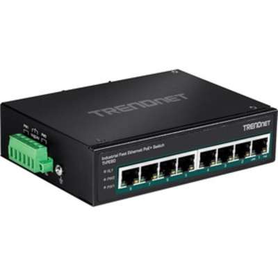 TRENDnet 8-Port Industrial Fast Ethernet PoE+ DIN-Rail Switch