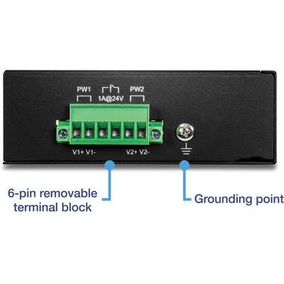 TRENDnet 8-Port Industrial Fast Ethernet PoE+ DIN-Rail Switch