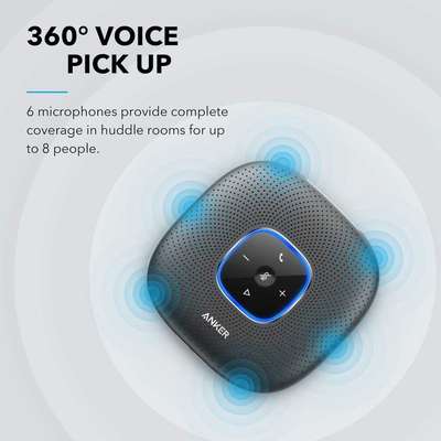 Anker Powerconf Bluetooth Speakerphone with 6 Microphones, Enhanced Voice Pickup, 24H Call