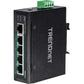 TRENDnet 5-Port Industrial Gigabit PoE + DIN-Rail Switch