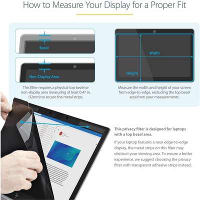 StarTech.com Laptop Privacy Screen 15" Notebook - Magnetic Security Filter