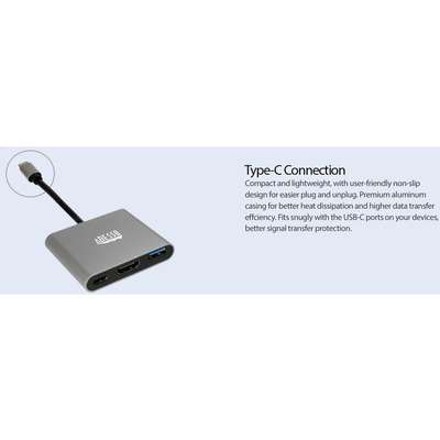 Adesso 3-IN-1 USB-C Multi-Port Docking Station (TAA Compliant)