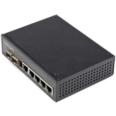 StarTech.com Industrial 5 Port Gigabit Ethernet Switch 5 PoE +2 SFP Slots