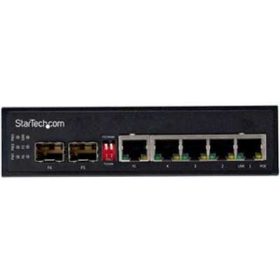 StarTech.com Industrial 5 Port Gigabit Ethernet Switch 5 PoE +2 SFP Slots