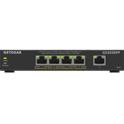 NETGEAR 5 Port Geth High Power PoE+ Smart Managed+ Switch