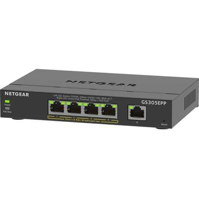 NETGEAR 5 Port Geth High Power PoE+ Smart Managed+ Switch