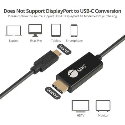 SIIG Inc. SIIG Cable CB-TC0K11-S1 USB-C to DisplayPort Cable 2M Opp Bag