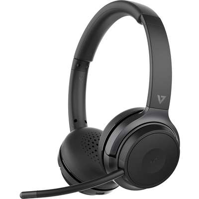 V7 Wireless Bluetooth Stereo Headset On Ear Boom Microphone with USB Dongle Black