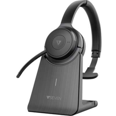 V7 Wireless Bluetooth Mono Headset Boom Microphone with USB Dongle Black