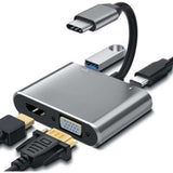 4XEM USB C Dock HDMI VGA PD Power Delivery 4K 1080P 4-In-1 Adapter