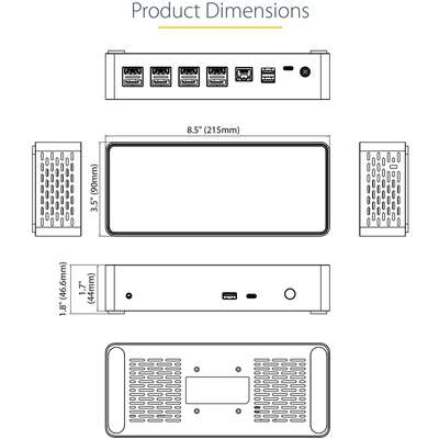 StarTech.com Universal USB-C Dock - Quad Monitor 4K 60Hz DP/HDMI, 100W PD